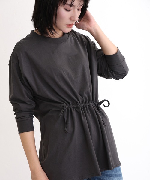ElegChic(エレグシック)の「ウエストドロストカットソー(Tシャツ/カットソー・レディース・オフホワイト/チャコールグレー/ブラック・M/XL/4L)」の12枚目の写真