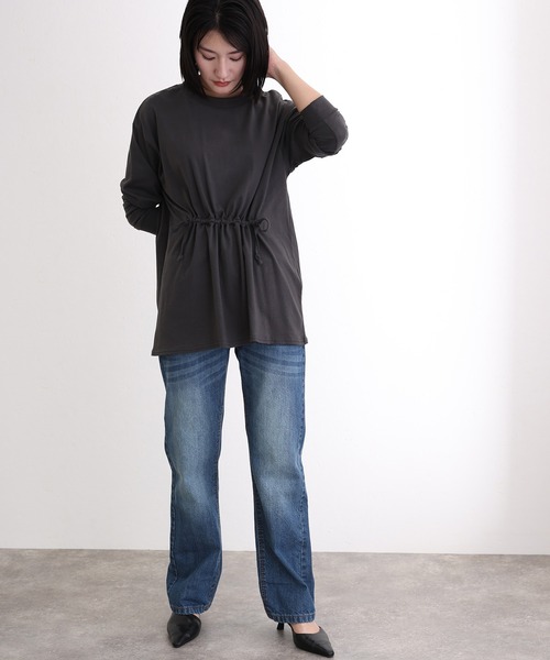 ElegChic(エレグシック)の「ウエストドロストカットソー(Tシャツ/カットソー・レディース・オフホワイト/チャコールグレー/ブラック・M/XL/4L)」の13枚目の写真