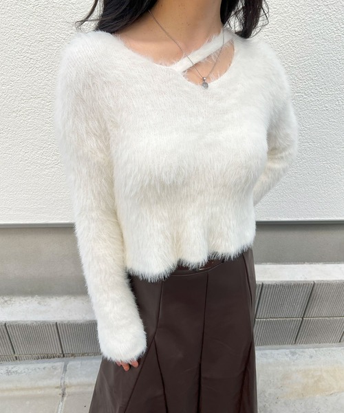 frunco(フランコ)の「【ZOZO限定】チョーカー風シャギーニット(ニット/セーター・レディース・ブラック/グレー/ホワイト・FREE)」の14枚目の写真