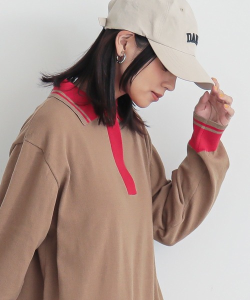 n'OrLABEL（ノアールレーベル）の「『配色ラインポロニットワンピース』（ワンピース・レディース・チャコール/ベージュ・1/2）」の22枚目の写真