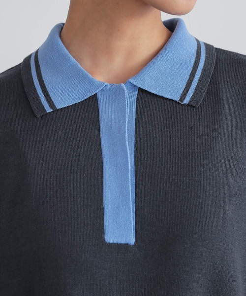 n'OrLABEL（ノアールレーベル）の「『配色ラインポロニットワンピース』（ワンピース・レディース・チャコール/ベージュ・1/2）」の18枚目の写真