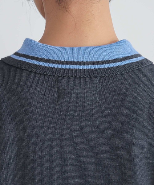n'OrLABEL（ノアールレーベル）の「『配色ラインポロニットワンピース』（ワンピース・レディース・チャコール/ベージュ・1/2）」の19枚目の写真