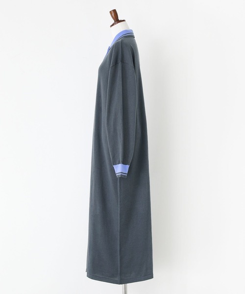 n'OrLABEL（ノアールレーベル）の「『配色ラインポロニットワンピース』（ワンピース・レディース・チャコール/ベージュ・1/2）」の13枚目の写真