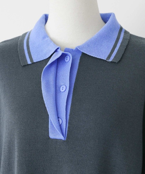 n'OrLABEL（ノアールレーベル）の「『配色ラインポロニットワンピース』（ワンピース・レディース・チャコール/ベージュ・1/2）」の11枚目の写真