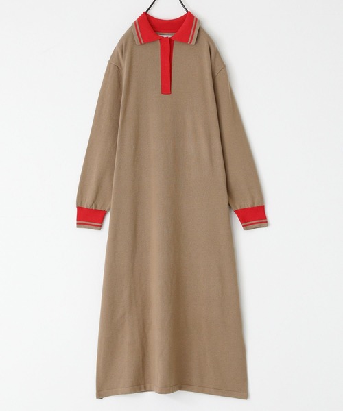 n'OrLABEL（ノアールレーベル）の「『配色ラインポロニットワンピース』（ワンピース・レディース・チャコール/ベージュ・1/2）」の8枚目の写真