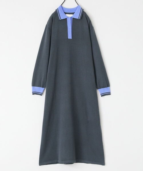 n'OrLABEL（ノアールレーベル）の「『配色ラインポロニットワンピース』（ワンピース・レディース・チャコール/ベージュ・1/2）」の10枚目の写真