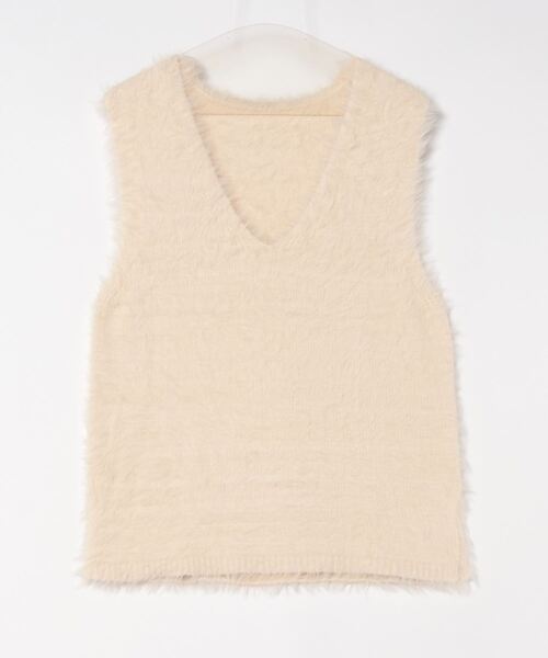 TRIANGLE PALETTE(トライアングルパレット)の「シャギーVネックベスト(ベスト・レディース・アイボリー/ダークグレー/ブラック・FREE)」の5枚目の写真