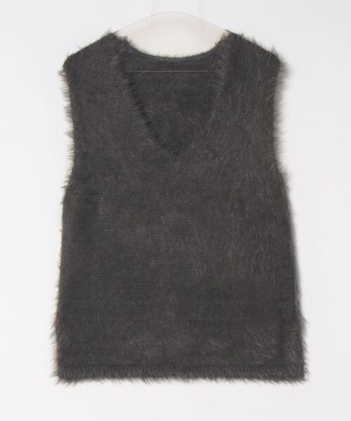 TRIANGLE PALETTE(トライアングルパレット)の「シャギーVネックベスト(ベスト・レディース・アイボリー/ダークグレー/ブラック・FREE)」の7枚目の写真