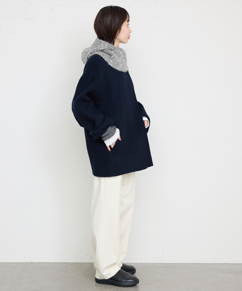 SLOBE IENA(スローブイエナ)の「スパンコールバラクラバ(ネックウォーマー/スヌード・レディース・チャコールグレー/ベージュ・FREE)」の4枚目の写真