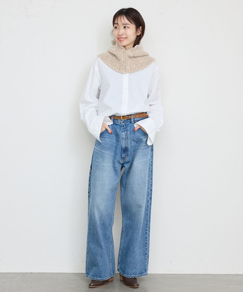 SLOBE IENA(スローブイエナ)の「スパンコールバラクラバ(ネックウォーマー/スヌード・レディース・チャコールグレー/ベージュ・FREE)」の7枚目の写真