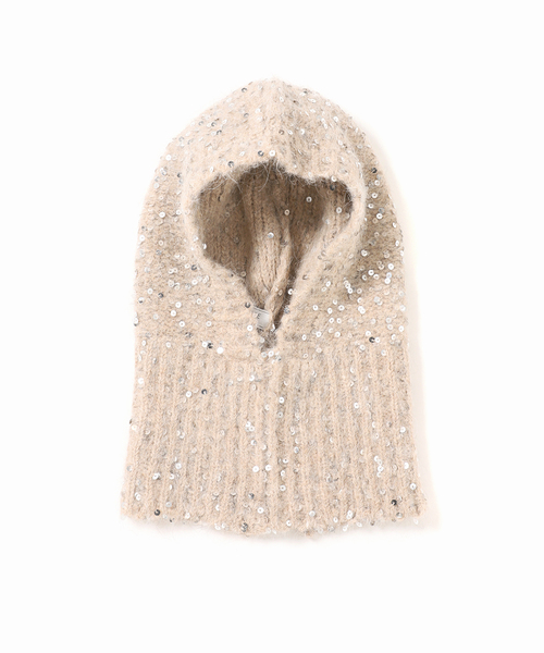 SLOBE IENA(スローブイエナ)の「スパンコールバラクラバ(ネックウォーマー/スヌード・レディース・チャコールグレー/ベージュ・FREE)」の17枚目の写真