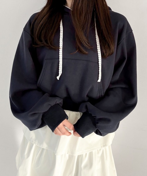 Heather（ヘザー）の「ピコレースフーディ　322058（パーカー・レディース・グレー/ネイビー/オートミール・FREE）」の22枚目の写真