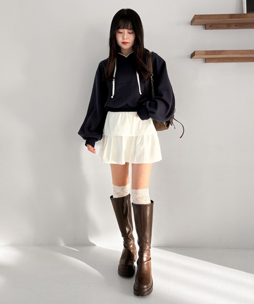 Heather（ヘザー）の「ピコレースフーディ　322058（パーカー・レディース・グレー/ネイビー/オートミール・FREE）」の19枚目の写真