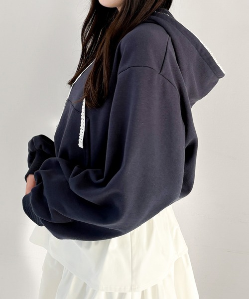 Heather（ヘザー）の「ピコレースフーディ　322058（パーカー・レディース・グレー/ネイビー/オートミール・FREE）」の21枚目の写真