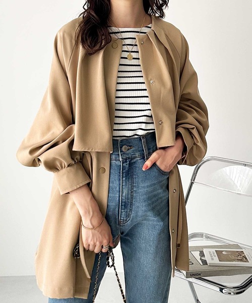 GeeRA（ジーラ）の「ケープデザインミドル丈トレンチコート（トレンチコート・レディース・アイボリー/ベージュ・LARGE/MEDIUM）」の12枚目の写真