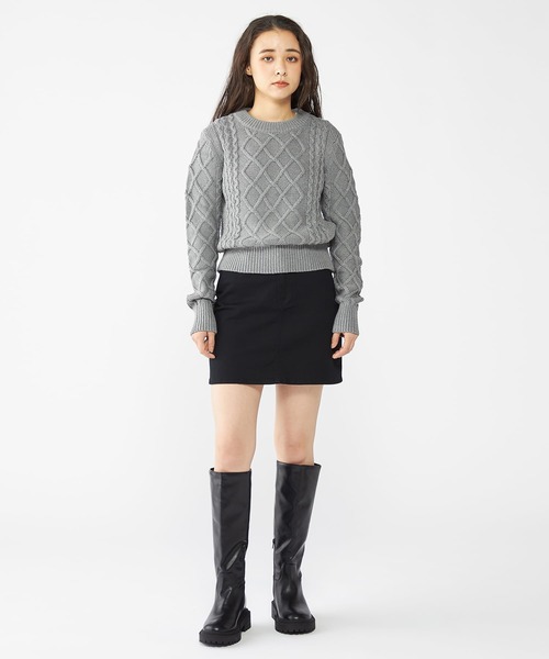 セール】W CABLE PETIT C- NK SWEATER（ニット/セーター