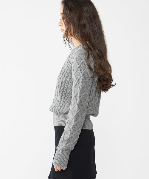 ニット セーター W CABLE PETIT C- NK SWEATER レディース セール】W CABLE PETIT C- NK SWEATER（ニット/セーター