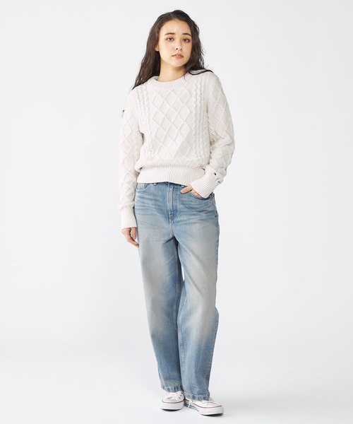 ニット セーター W CABLE PETIT C- NK SWEATER レディース TOMMY HILFIGER ニット セーター W CABLE PETIT C- NK SWEATER