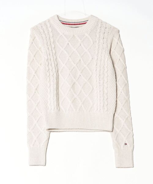 TOMMY HILFIGER（トミーヒルフィガー）の「W CABLE PETIT C- NK SWEATER（ニット/セーター・レディース・ホワイト/ゴールド/グレー/ブラック/アイボリー・X-SMALL/SMALL/MEDIUM/LARGE）」の21枚目の写真