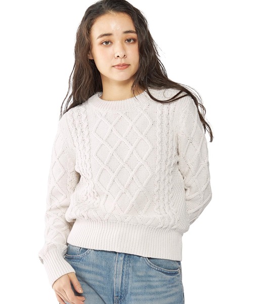 セール】W CABLE PETIT C- NK SWEATER（ニット/セーター