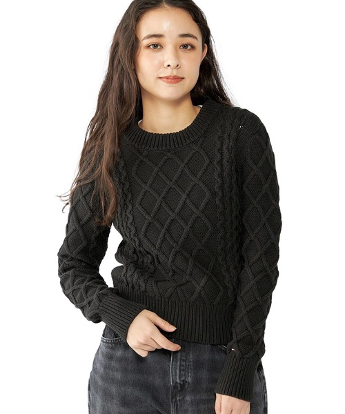 TOMMY HILFIGER（トミーヒルフィガー）の「W CABLE PETIT C- NK SWEATER（ニット/セーター・レディース・ホワイト/ゴールド/グレー/ブラック/アイボリー・X-SMALL/SMALL/MEDIUM/LARGE）」の11枚目の写真