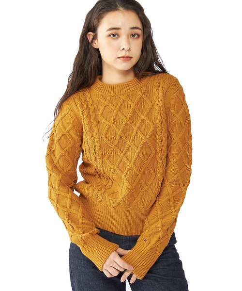 ニット セーター W CABLE PETIT C- NK SWEATER レディース セール】W CABLE PETIT C- NK SWEATER（ニット/セーター