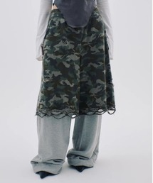 neith./ネイス/Layered Crush Sweat Pants(Camo×Gray)