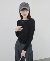 【ZOZO限定】ビスチェセットアップ風トップス/bustier setup like top 長袖 キャミソール ドッキング レイヤード 重ね着 シンプル きれいめ カジュアル 韓国 アイボリー グレー ブラック