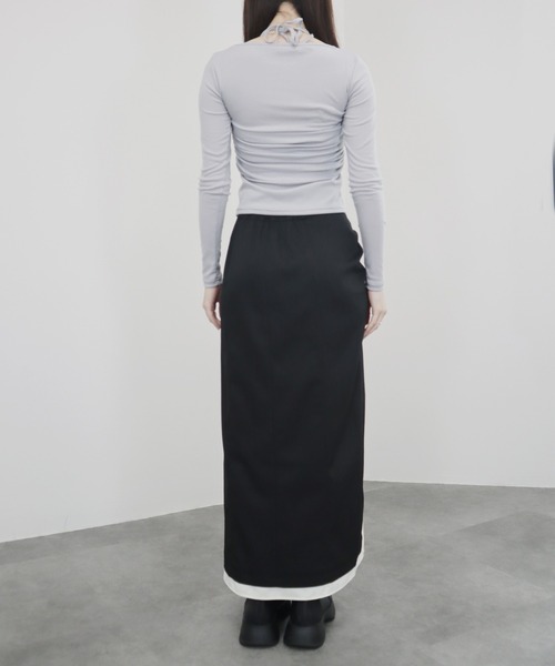 Reurie'(レウリィ)の「【ZOZO限定】ビスチェセットアップ風トップス/bustier setup like top 長袖 キャミソール ドッキング レイヤード 重ね着 シンプル きれいめ カジュアル 韓国 アイボリー グレー ブラック(Tシャツ/カットソー・レディース・グレー/ブラック/アイボリー・FREE)」の13枚目の写真