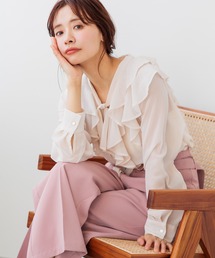 mysty woman | ラッフルタイブラウス  315698(シャツ/ブラウス)