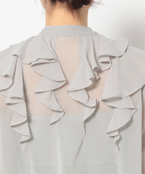 mysty woman(ミスティウーマン)の「ラッフルタイブラウス 315698(シャツ/ブラウス・レディース・アイボリー/グレー/ブラック・FREE)」の10枚目の写真