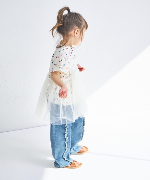 pairmanon（ペアマノン）の「【リンクコーデ】【リブコットン100】2枚セット チュールキャミソール付きTシャツ（Tシャツ/カットソー・キッズ・ブラック系その他2/ブラック系その他/ホワイト系その他2/ホワイト系その他/ベージュ・120/130/140/150/100/110/90）」の10枚目の写真