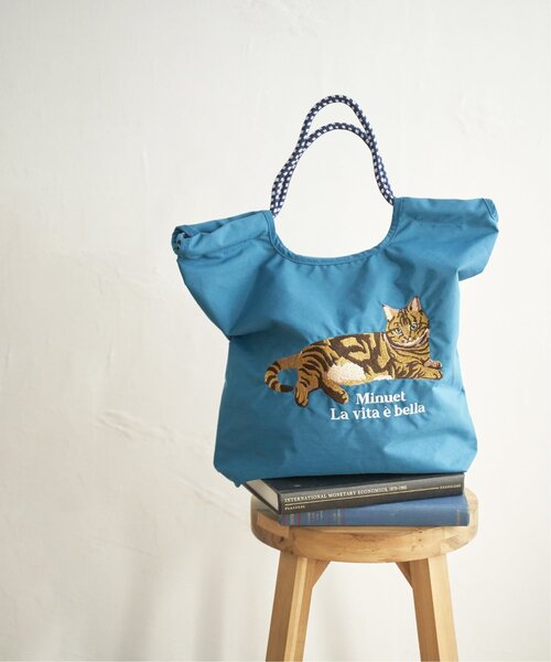 LBC(エルビーシー)の「アニマル刺繍コードトートバッグ(ショルダーバッグ・レディース・ベージュ/グリーン/チャコールグレー/ライトグレー/ブルー・FREE)」の5枚目の写真