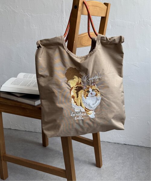 LBC(エルビーシー)の「アニマル刺繍コードトートバッグ(ショルダーバッグ・レディース・ベージュ/グリーン/チャコールグレー/ライトグレー/ブルー・FREE)」の19枚目の写真