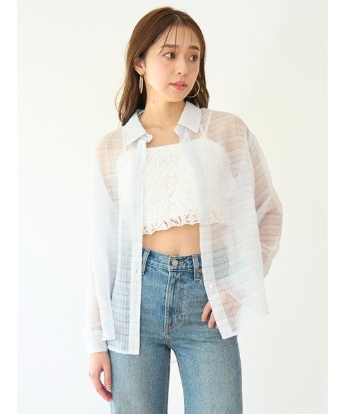 snidel シンプルシアーシャツ ホワイト セール】シンプルシアーシャツ（シャツ/ブラウス）｜SNIDEL