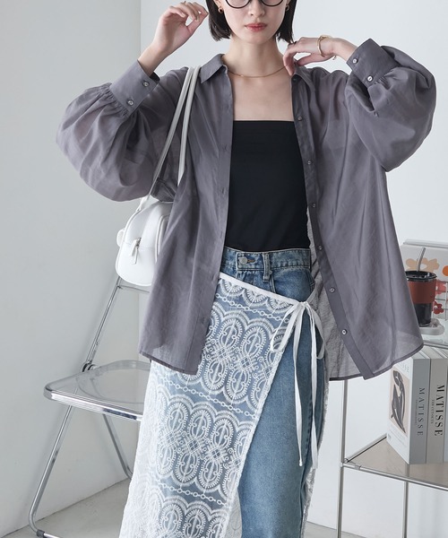 forksy.】シアー ボリューム オーバーサイズ BIGシャツ（シャツ