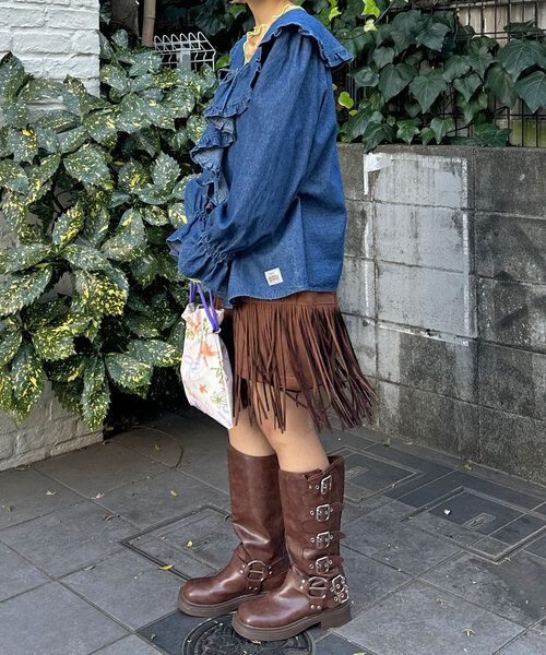 HELLO.SANFRANCISCO（ハローサンフランシスコ）の「【HELLO.SANFRANCISCO/ハローサンフランシスコ】ラッフルカラーデニムブラウス（シャツ/ブラウス・レディース・サックスブルー/ブルー・ONE SIZE）」の7枚目の写真