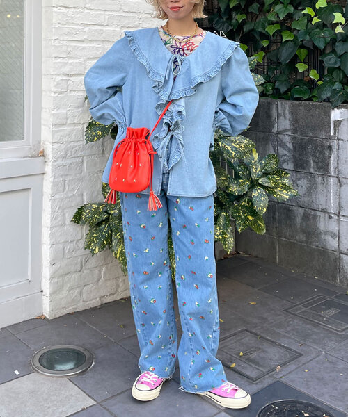 HELLO.SANFRANCISCO（ハローサンフランシスコ）の「【HELLO.SANFRANCISCO/ハローサンフランシスコ】ラッフルカラーデニムブラウス（シャツ/ブラウス・レディース・サックスブルー/ブルー・ONE SIZE）」の13枚目の写真