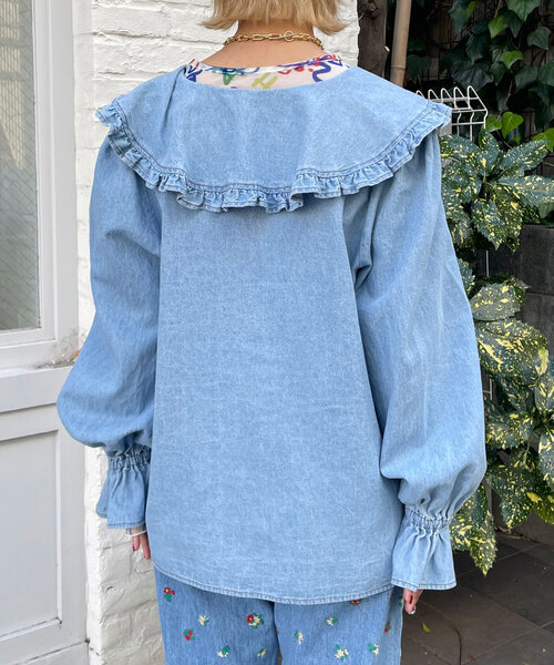 HELLO.SANFRANCISCO（ハローサンフランシスコ）の「【HELLO.SANFRANCISCO/ハローサンフランシスコ】ラッフルカラーデニムブラウス（シャツ/ブラウス・レディース・サックスブルー/ブルー・ONE SIZE）」の18枚目の写真