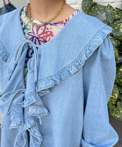 HELLO.SANFRANCISCO（ハローサンフランシスコ）の「【HELLO.SANFRANCISCO/ハローサンフランシスコ】ラッフルカラーデニムブラウス（シャツ/ブラウス・レディース・サックスブルー/ブルー・ONE SIZE）」の20枚目の写真