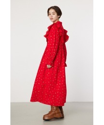 フラワーパターンフリルワンピース