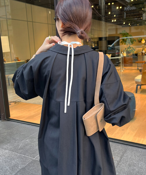 DOUDOU 袖ボリュームシャツワンピース DouDou ワンピース 袖ボリュームシャツワンピース : ZOZOTOWN