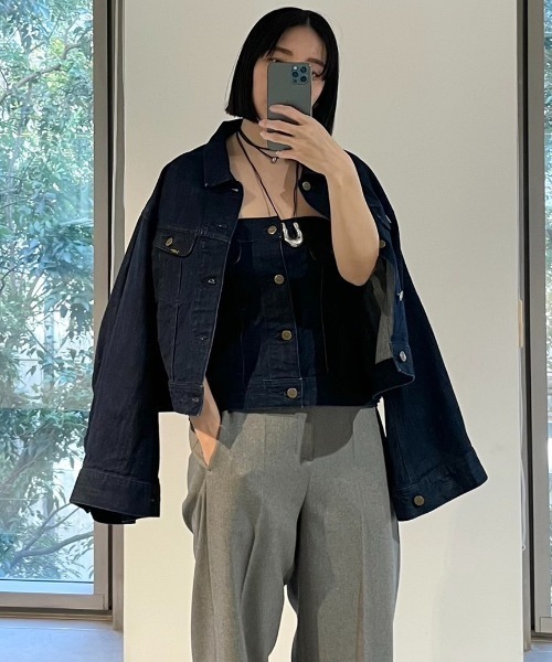 styling/（スタイリング）の「【セットアップ対応】【styling/×LEE】デニムブルゾン（デニムジャケット・レディース・インディゴブルー/ホワイト/ブルー・S/M）」の17枚目の写真