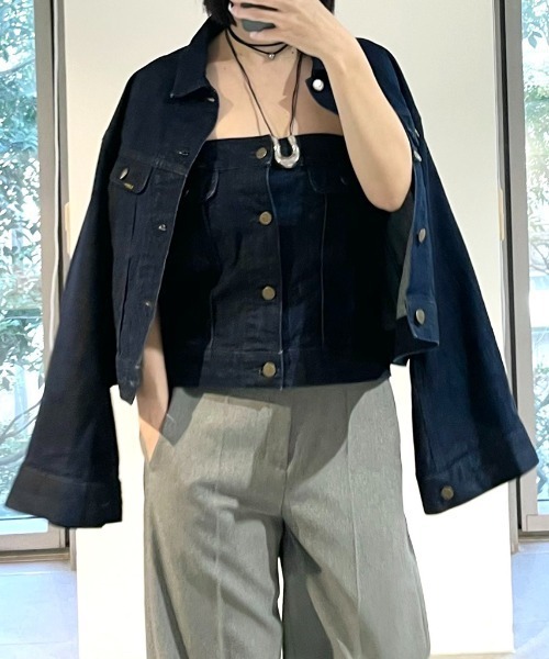 styling/（スタイリング）の「【セットアップ対応】【styling/×LEE】デニムブルゾン（デニムジャケット・レディース・インディゴブルー/ホワイト/ブルー・S/M）」の18枚目の写真