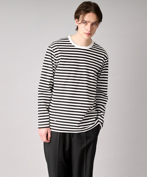 DRESSTERIOR(ドレステリア)の「【接触冷感/抗菌防臭/消臭】ICE CLEAR COTTON ボーダーロングTシャツ(Tシャツ/カットソー・メンズ・ブラック系2・94/90/92/91)」の3枚目の写真