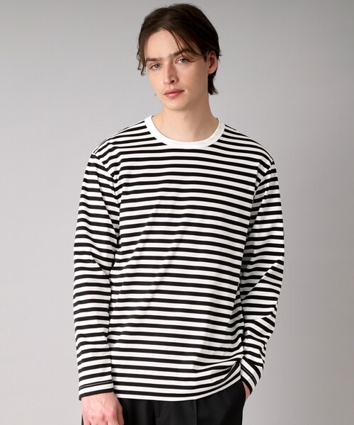 DRESSTERIOR(ドレステリア)の「【接触冷感/抗菌防臭/消臭】ICE CLEAR COTTON ボーダーロングTシャツ(Tシャツ/カットソー・メンズ・ブラック系2・94/90/92/91)」の4枚目の写真