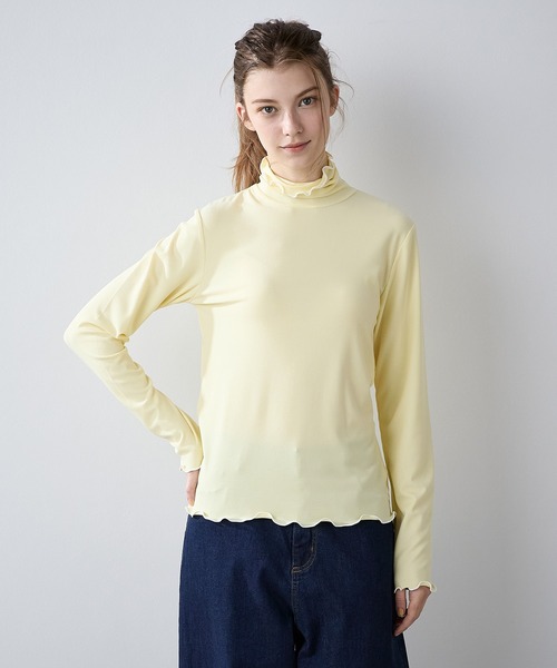 LE SOUK HOLIDAY（ルスークホリデー）の「メロータートルネックリブプルオーバー（Tシャツ/カットソー・レディース・イエロー/ネイビー/オフホワイト・M/L）」の4枚目の写真