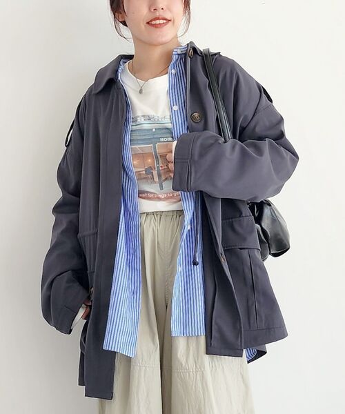 CRAFT STANDARD BOUTIQUE（クラフトスタンダードブティック）の「ユーティリティーステンカラーコート（ステンカラーコート・レディース・ベージュ/チャコールグレー・FREE）」の20枚目の写真