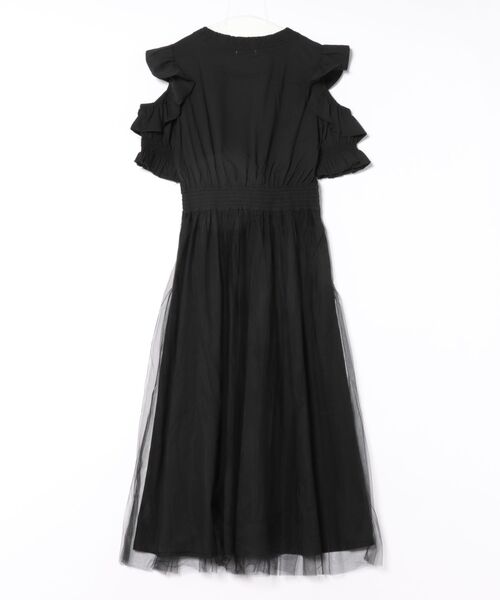 日本未入荷【Aakasha カットアウトショルダー ワンピース】 セール】カットアウトショルダーチュールワンピース(ワンピース
