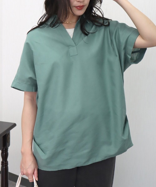 libelle more（リベル モア）の「やわさらリネン〈洗濯機可能・吸水速乾・UVカット〉無地スキッパーシャツ（シャツ/ブラウス・レディース・ベージュ/ネイビー/ラベンダー/オフホワイト/セージグリーン/レモンイエロー・M/L）」の16枚目の写真